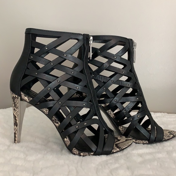 BCBGMAXAZRIA ELENI WOMENS LEATHER CAGED SANDALS - Picture 11 of 13
